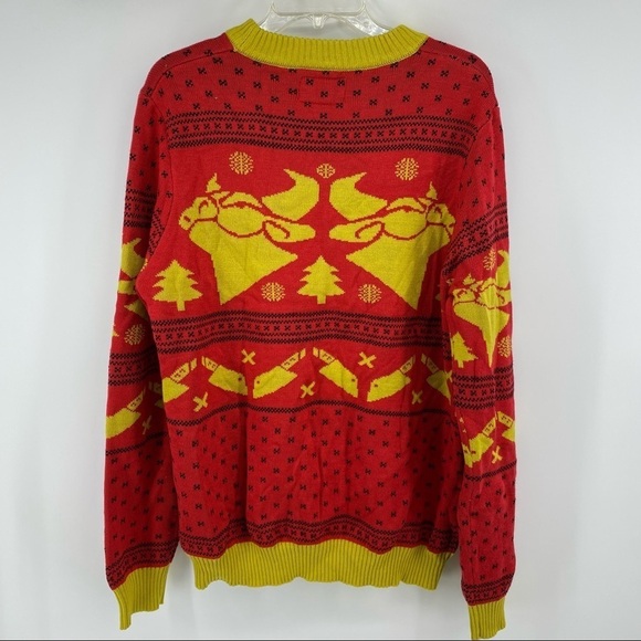 Tipsy Elves Large Angel Red Gold Ugly Christmas Sweater - Picture 4 of 9